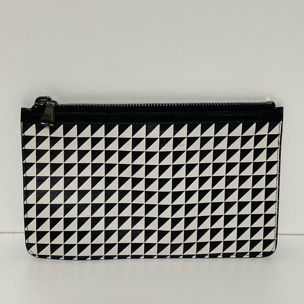 Proenza Schouler Calfskin Triangle Zip Pouch in Black and White